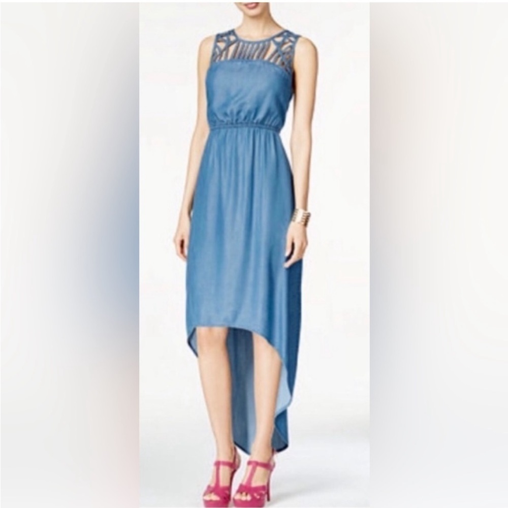Thalia Sodi denim chambray sleeveless high low dress size M/ Medium.